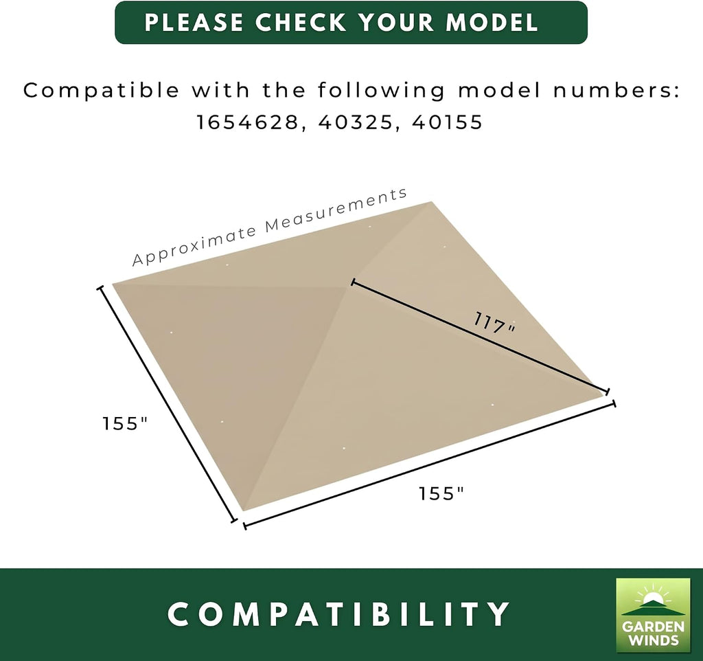 Garden Winds Reinforced RipLock 350 Replacement Canopy Top Cover Compatible with Core 13' x 13' Center Push Up Pop Up Canopy Models 1654628, 40325, 40155 - True Navy