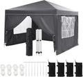 Garvee 10X10 Ft Instant Pop-Up Canopy Tent with 4 Sidewalls, Waterproof Portable Gazebo Shelter for Outdoor Camping, Beach, Backyard Parties & Events, Grey