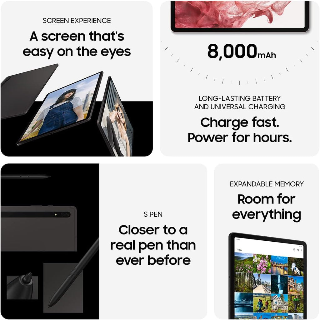 Samsung Galaxy Tab S8 11' 128GB WiFi 6E Android Tablet, PC Experience, Large LCD Screen, S Pen Included, Ultra Wide Camera, Expandable Memory, Long Lasting Battery, US Version, 2022, Graphite