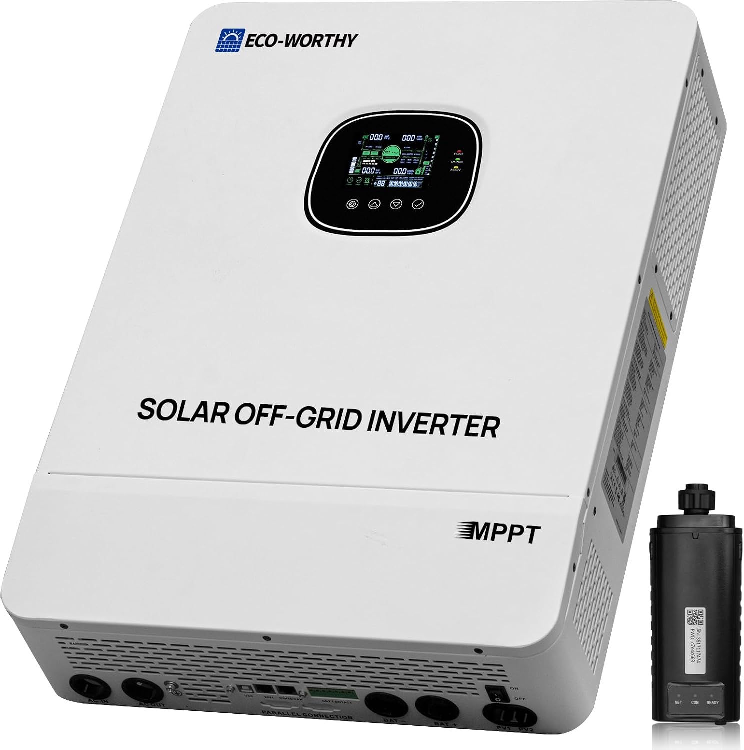 ECO-WORTHY 10000W DC 48V UL1741 Solar Inverter with WiFi,AC Output 120V/240V,Support Parallel,Built-in 2 MPPT Solar Controllers,Max 200A Battery Charging,Parallel Up to 6 Units 48V Inverter Charger