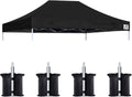 Eurmax USA 10x15 Pop Up Canopy Replacement Top,Universal Instant Canopy Cover ONLY,Heavy Duty UPF 50+ UV Protection,Water & Wind Resistant Tarp,30+ Colors Available,Bonus 4 Sand Bags (Black)