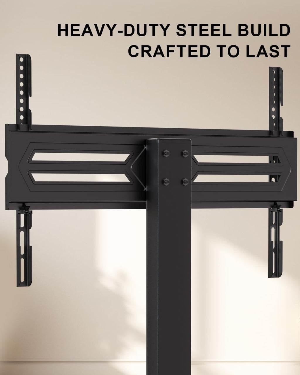WALI Motorized Rolling TV Stand Lift on Wheels, Electric Height Adjustable Television Stand Mount with Remote for 30-75' TVs up to 110 lbs, Mobile TV Cart with Wood Base for Bedroom(TVDVD-7ER), Black