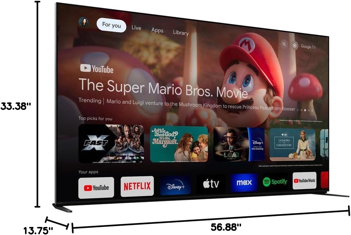 Sony BRAVIA 9 K65XR90 65' 4K HDR QLED Mini-LED TV (2024) Bundle with Deco Gear 4K HDMI 2.0 Cable w/Copper Conductors x2 + Premiere Streaming & CPS Exclusive 26 Month Protection (BEACH-CPS-263000)