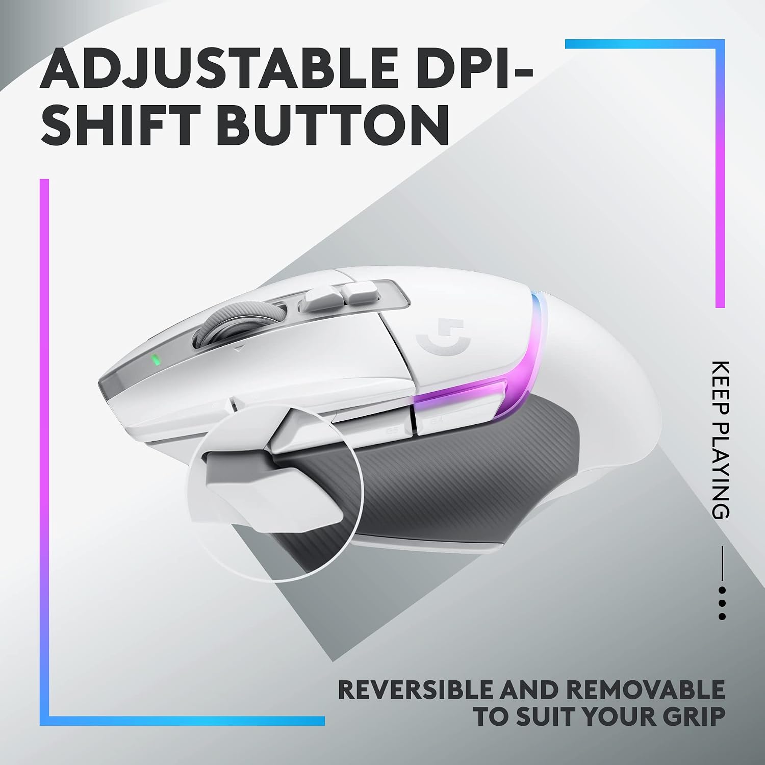Logitech G502 X Plus Wireless Gaming Mouse: Optical Switches, LIGHTSYNC RGB, 13 Buttons, Infinite Scroll Toggle, <130 hr Battery Life, USB-C, PowerPlay Wireless Charging Capable, for PC/MacOS - White