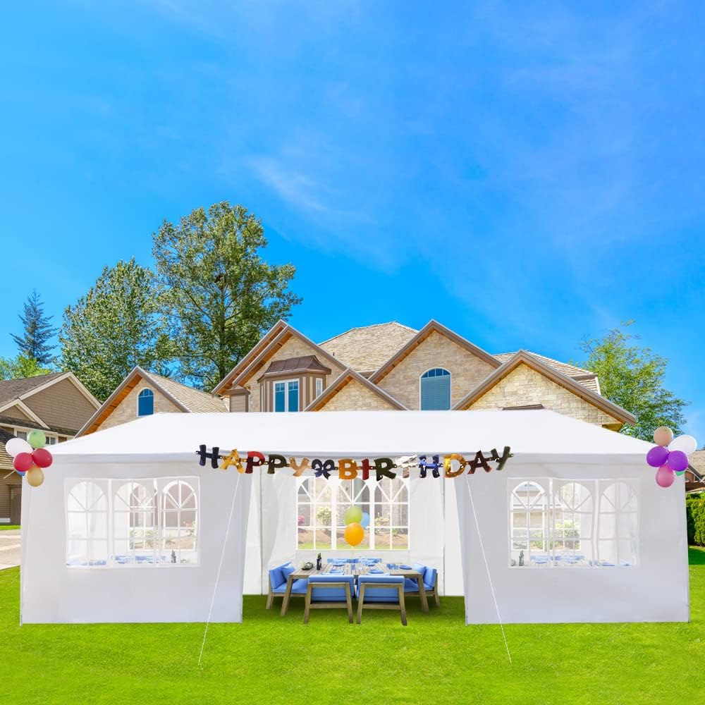 Outdoor Gazebo Canopy Wedding Party Tent Camping Shelter Commercial Instant Shelter Waterproof Tent with Removable Side Walls (Upgrade 10'x30' Seven Sides)