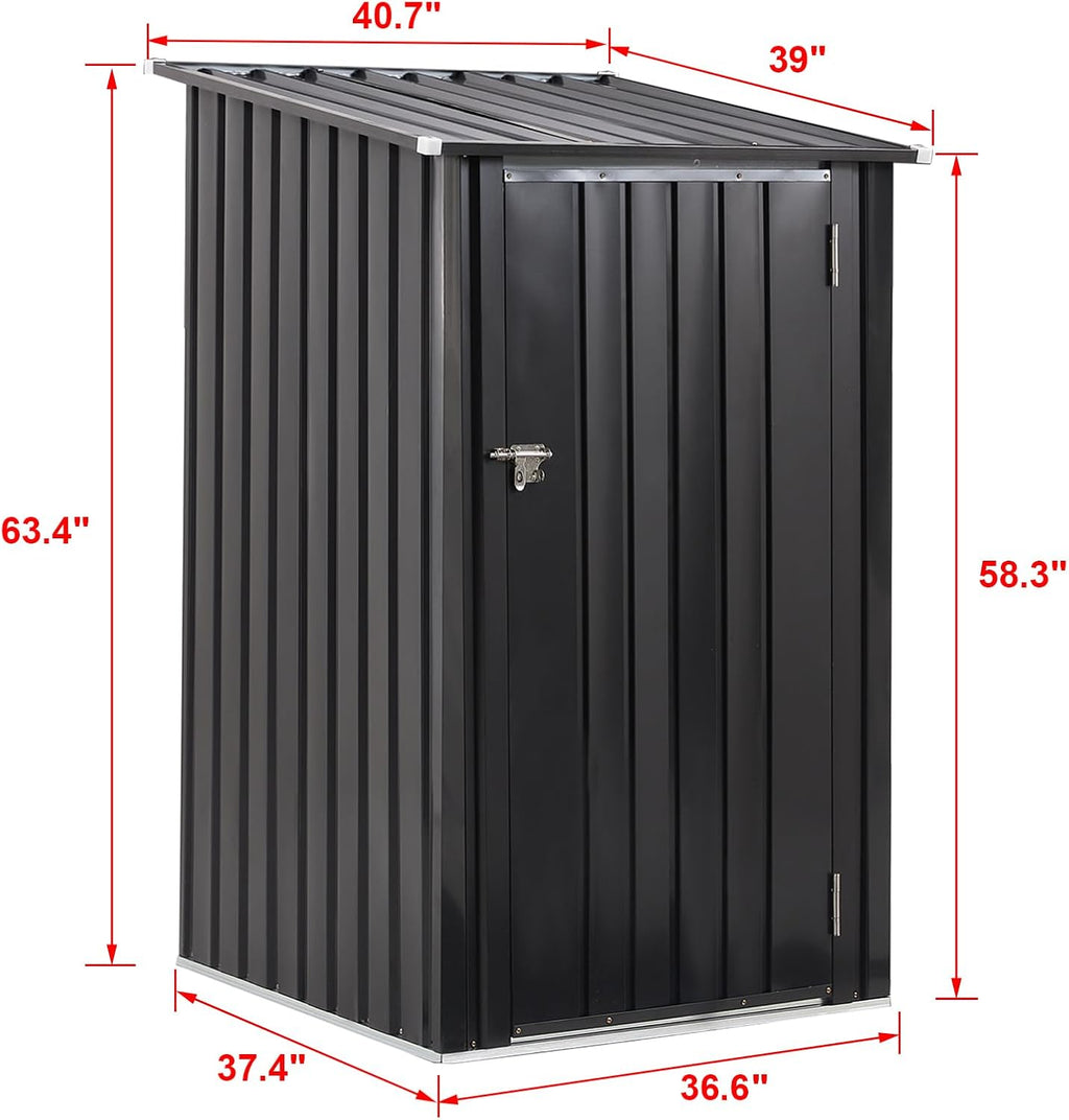 3x3 FT Outdoor Storage Shed, Metal Steel Garden Shed with Single Lockable Door, Small Shed Outdoor Steel Utility Tool Shed, Storage House Waterproof for Backyard Patio, Garden, Lawn, Dark Gray