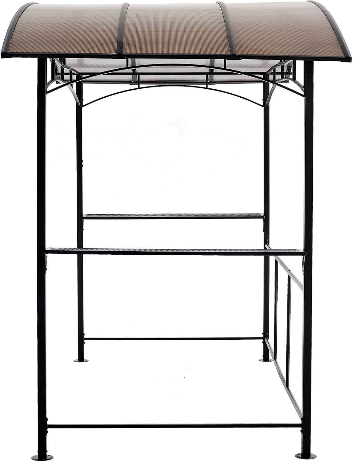 8' x 5' Grill Gazebo Shelter with Interlaced Vented Polycarbonate Roof, Outdoor BBQ Canopy with Side Shelves, Steel Frame for Garden, Patio, Backyard, Black