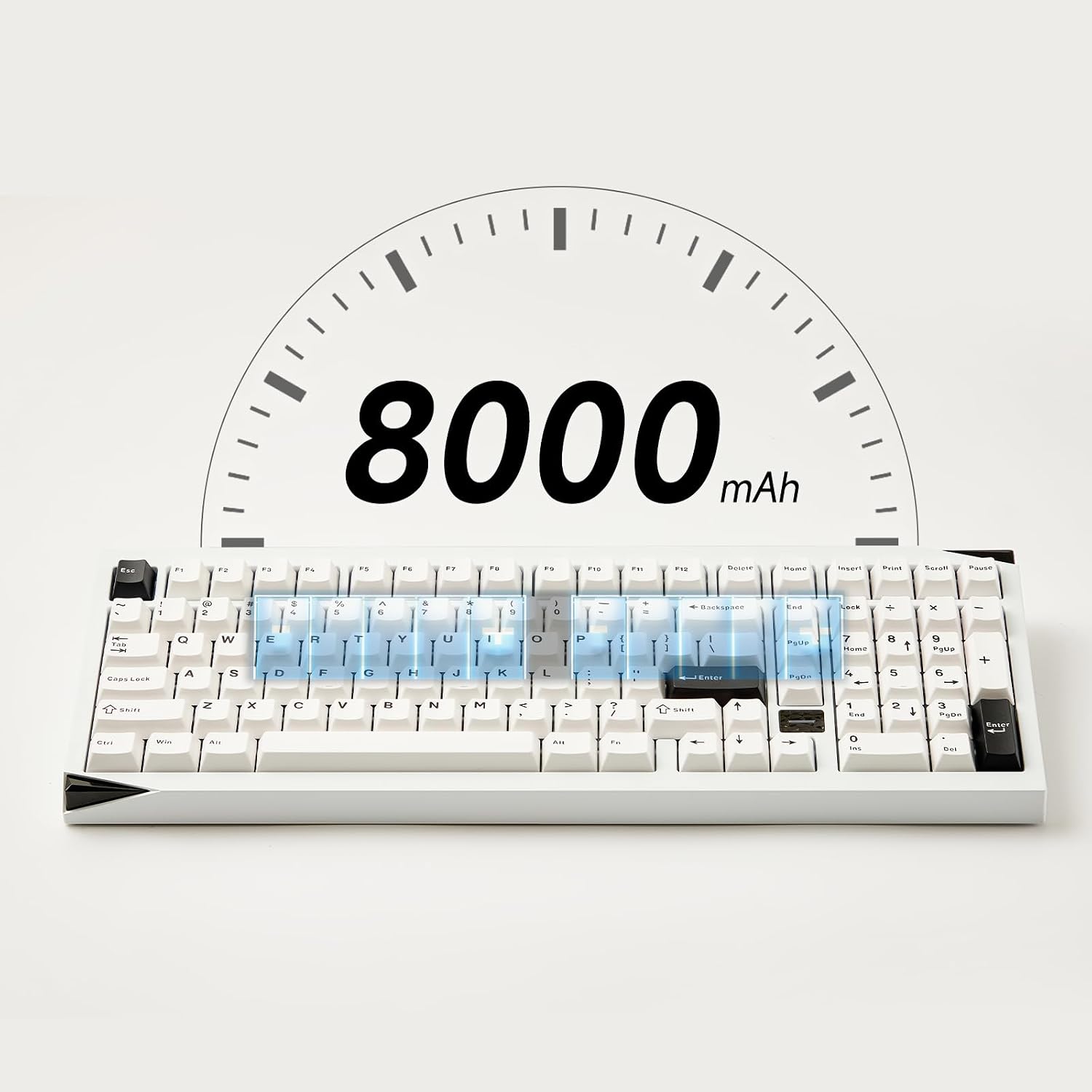 Akko Mineral 02 QMK/VIA Aluminum Mechanical Keyboard Tri-Mode RGB Hot-swappable Wireless Gaming Keyboard, Black on White, Pre-lubed Mirror Switch
