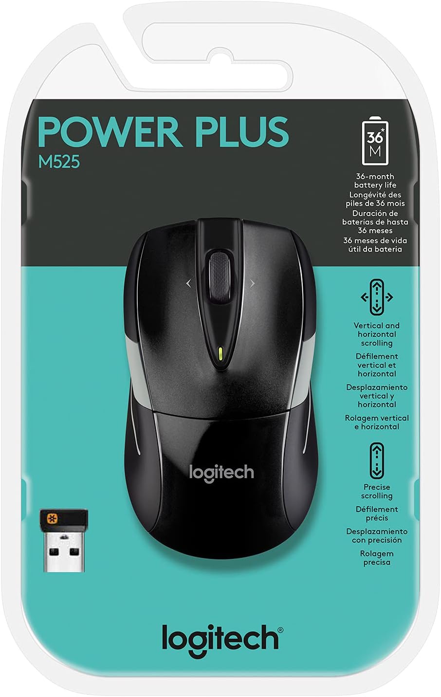 Logitech M525 Wireless Mouse, Black/Gray
