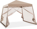COOS BAY 10x10 Pop Up Canopy Tent with Screen Netting, Slant Leg Canopy with UPF 50+ UV Protection, 64 Sq Ft Shade, One Person Setup with Carry Bag, Beige
