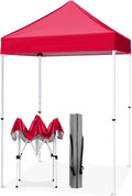 EAGLE PEAK 5x5 Pop Up Canopy Tent Instant Outdoor Canopy Easy Set-up Straight Leg Folding Shelter, Red