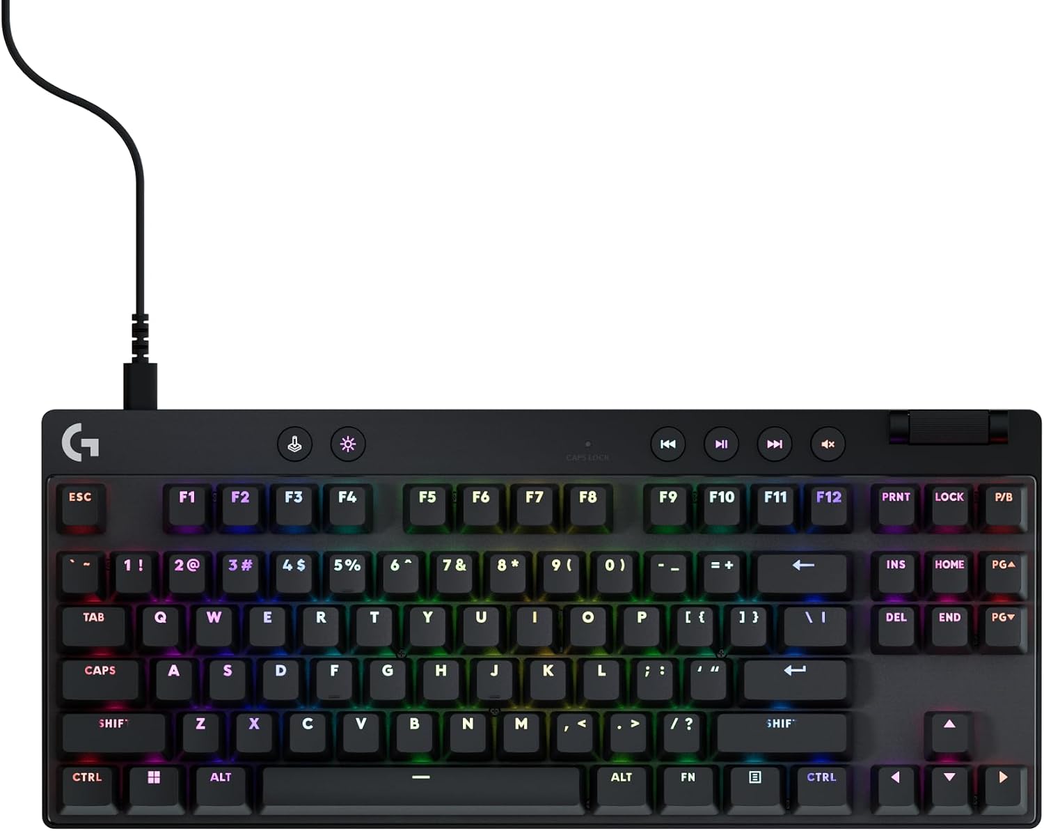 Logitech G PRO X TKL Rapid (Tenkeyless) Wired Gaming Keyboard: Magnetic Analog Switches with Rapid Trigger, Lightsync RGB, Detachable USB-C Cable, Volume Roller & Media Buttons - Black