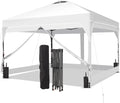GDY 8x8 FT Pop Up Canopy Tent with One Push Setup,Setup Gazebo with 4 PVC Transparent Sidewalls,Easy Carry for Events, Parties, Camping, White
