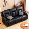 COMHOMA Living Room Furniture Set,Faux Leather Manual Recliner Sofa Sets with Cup Holders,Reclining Couch,Loveseat and Armchair,3,Black