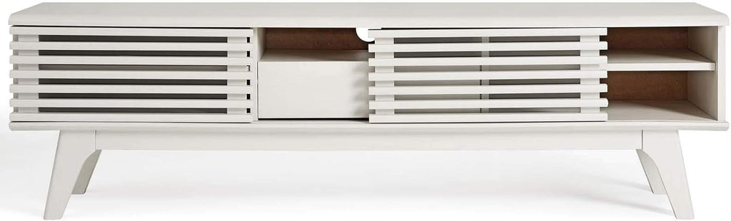 Modway Render Mid-Century Modern Low Profile 59 Inch TV Stand in White