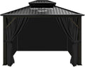 slashome 12'x14' Gazebo Curtains Outdoor Waterproof, Black Universal Replacement Curtain 4-Panels, Sidewalls with Zipper for Garden, Patio, Yard (Only Curtains)