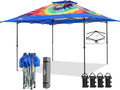 EAGLE PEAK 13x13 Straight Leg Pop Up Canopy Tent Instant Outdoor Canopy Easy Single Person Set up Folding Shelter w/Auto Extending Eaves 169 Square Feet of Shade (Cosmic Tie Dye)