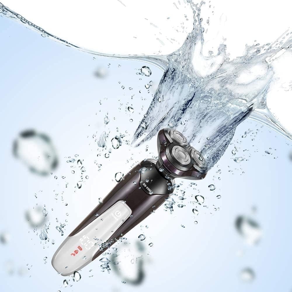 Electric Shavers for Men Bald Head Shaver LED Mens Electric Shaving Razors Rechargeable Cordless Wet Dry Rotary Shaver Grooming Kit with Clippers Nose Hair Trimmer Facial Cleansing Brush