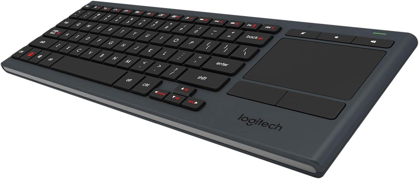 Logitech K830 Illuminated Living-Room Keyboard with Built-in Touchpad – Easy-Access Media Keys and Shortcut Keys for Windows or Android