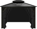 slashome 10'x10' Gazebo Curtains Outdoor Waterproof, Black Universal Replacement Curtain 4-Panels, Sidewalls with Zipper for Garden, Patio, Yard (Only Curtains)