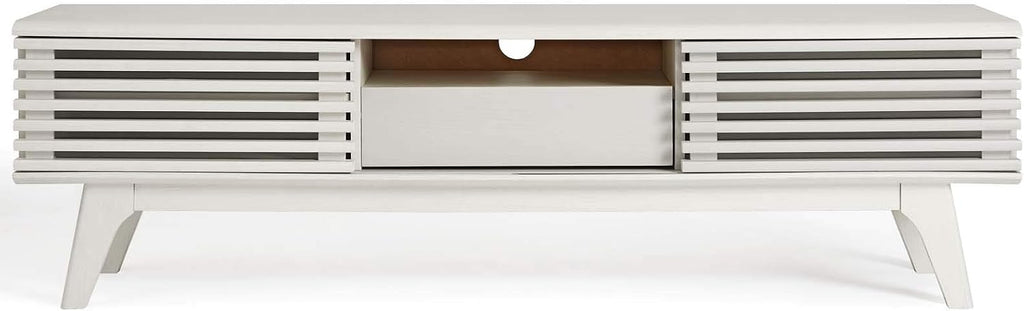 Modway Render Mid-Century Modern Low Profile 59 Inch TV Stand in White