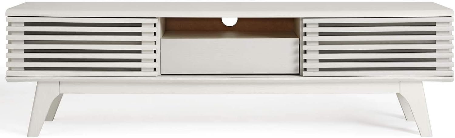Modway Render Mid-Century Modern Low Profile 59 Inch TV Stand in White