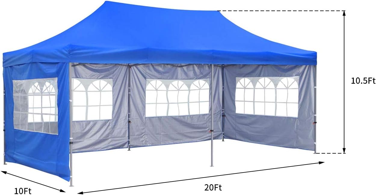 GDY 10x20 Ft Outdoor Pop Up Canopy Tent, Commercial Portable Instant Folding Gazebos Waterproof Canopies with Carrying Bag