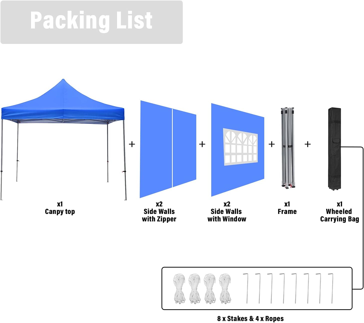 GDY 10x10 Ft Outdoor Pop Up Canopy Tent, Patio Tent, Commercial Portable Instant Folding Shelter Gazebos, Canopies with Carrying Bag, Blue.