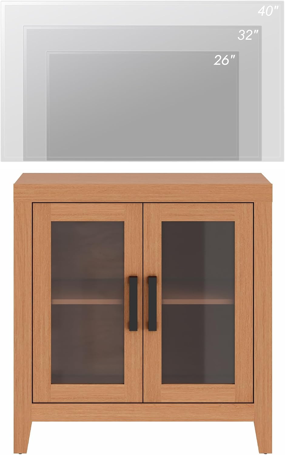 WAMPAT Farmhouse TV Stand for TVs up to 50', Rustic Wood Entertainment Center with Adjustable Shelf, Glass Doors & Storage, Media Console Cabinet for Living-Room, Bedroom, Mocha