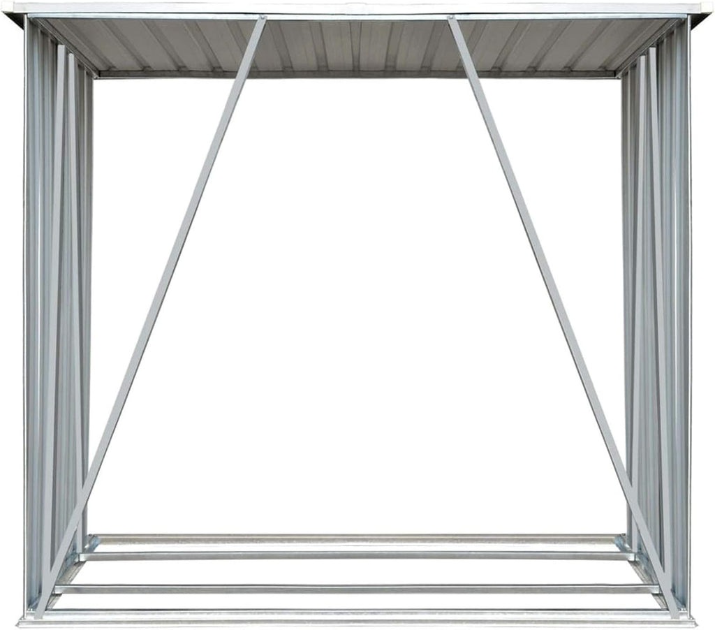 Gecheer Firewood Rack Brackets Garden Log Storage Shed Galvanized Steel 64.2'x32.7'x60.6' Brown