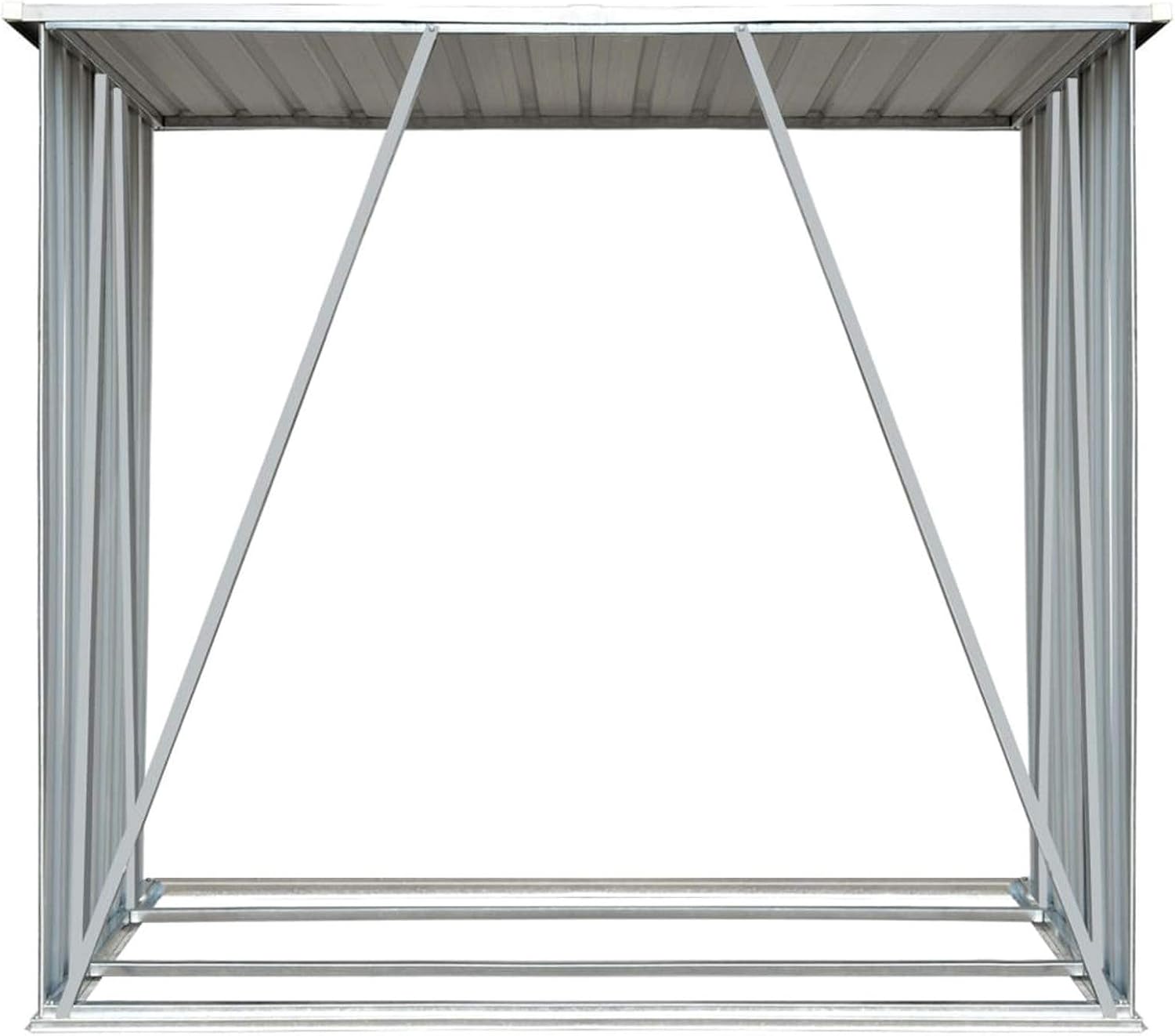 Gecheer Firewood Rack Brackets Garden Log Storage Shed Galvanized Steel 64.2'x32.7'x60.6' Brown
