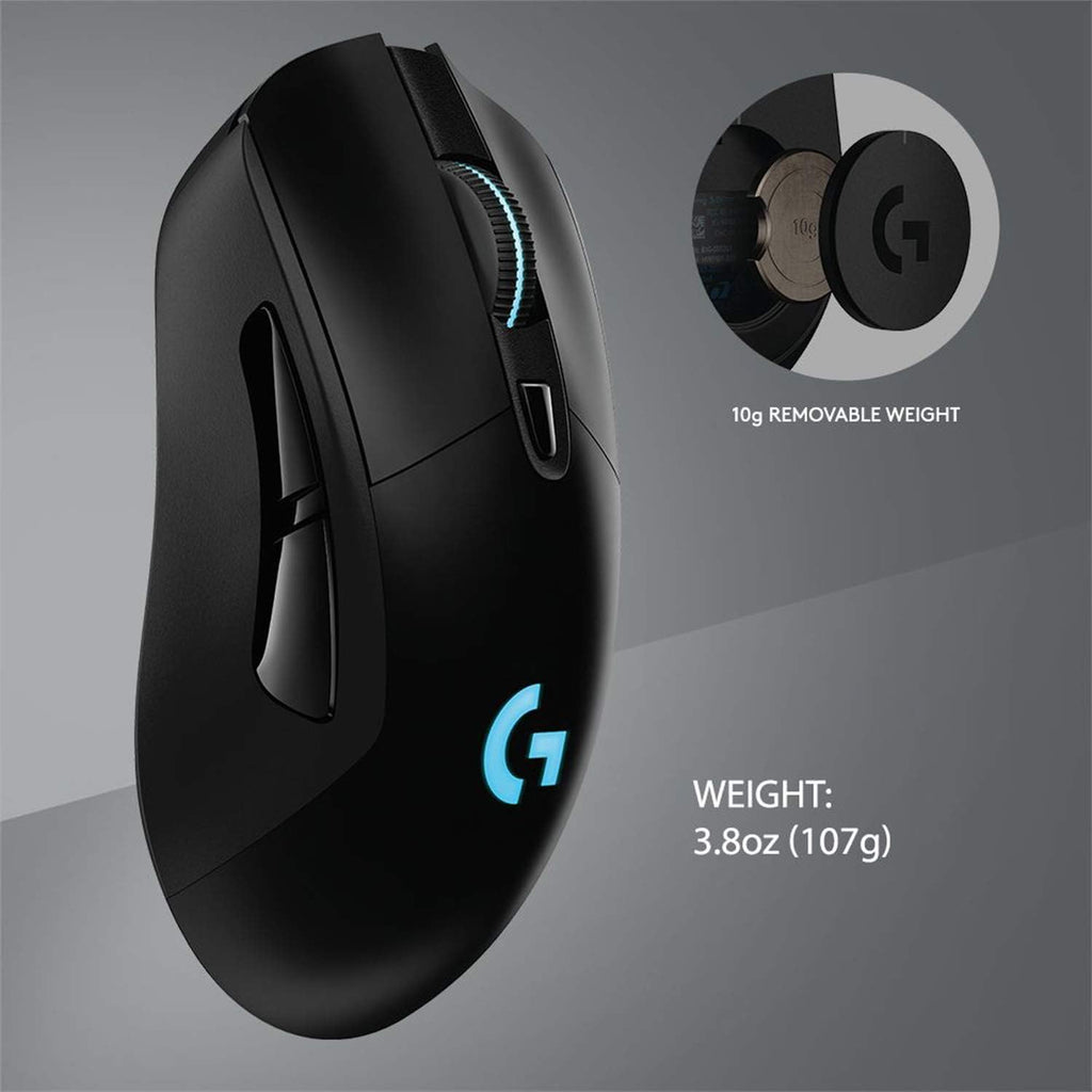 Logitech G703 Lightspeed Wireless Gaming Mouse | Hero Sensor, 25k DPI, 6 Programmable Buttons, RGB Lighting, Rubber Grip, Adjustable Weight, PC/Mac | with Signature Series Charging Dock