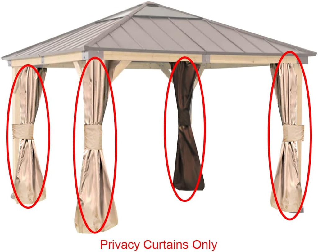 Garden Winds Replacement Privacy Curtain Set Compatible with The A102007200 Hard Top Gazebo