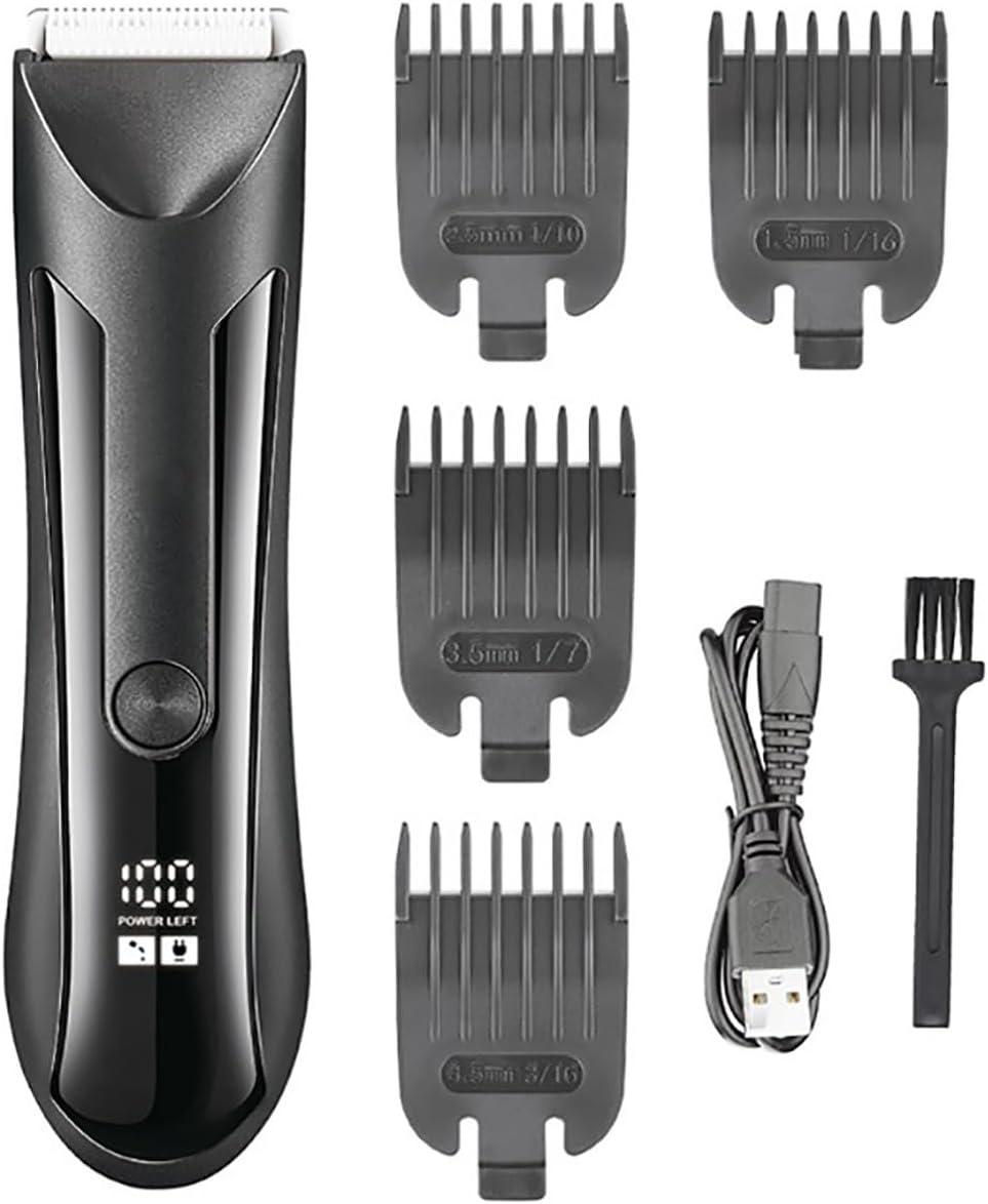 Hair Clippers for Men, Waterproof Groin Body Pubic Beard Hair Trimmer for Men&Women Electric Ball Shaver & Body Groomer Rechargeable Ceramic Blade(Black)