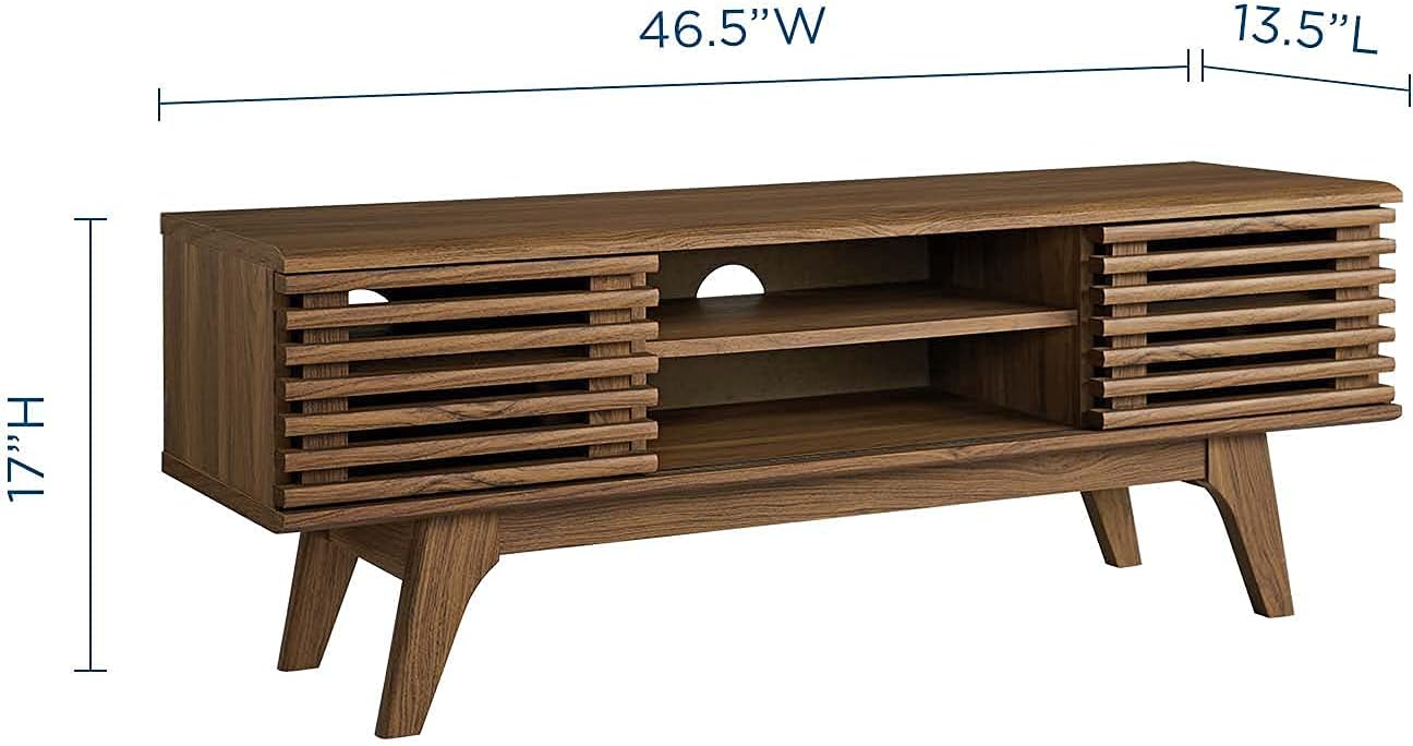 Modway Render 46' Mid-Century Modern Low Profile Media Console TV Stand, 46 Inch, Walnut