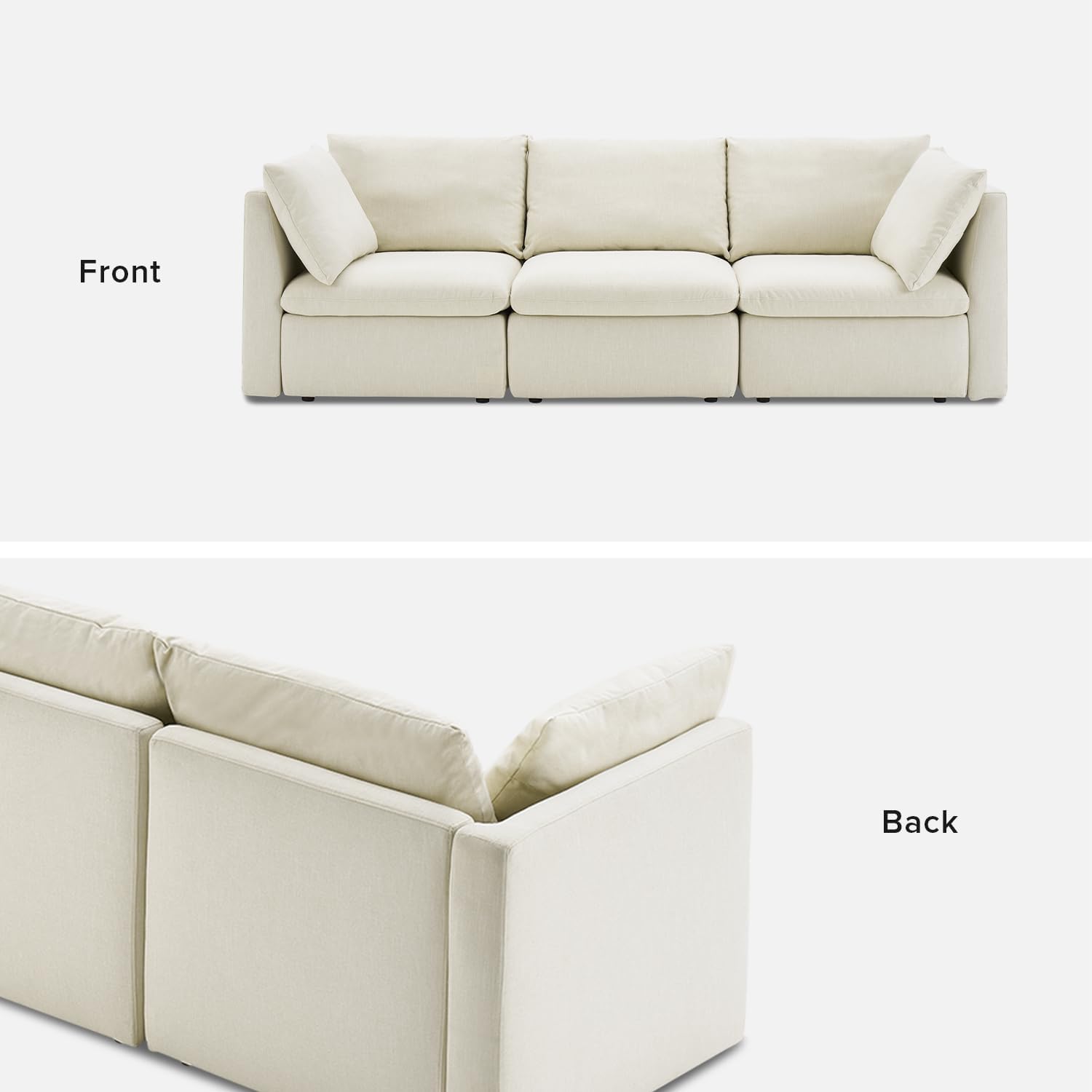mopio Oversized Modular Sectional Sofa with Fully Removable Covers and Storage, Convertible U, L-Shaped and Sleeper Sectional, Modern Couches with Ottoman Chaise (Oat Fabric, 3 Seater)