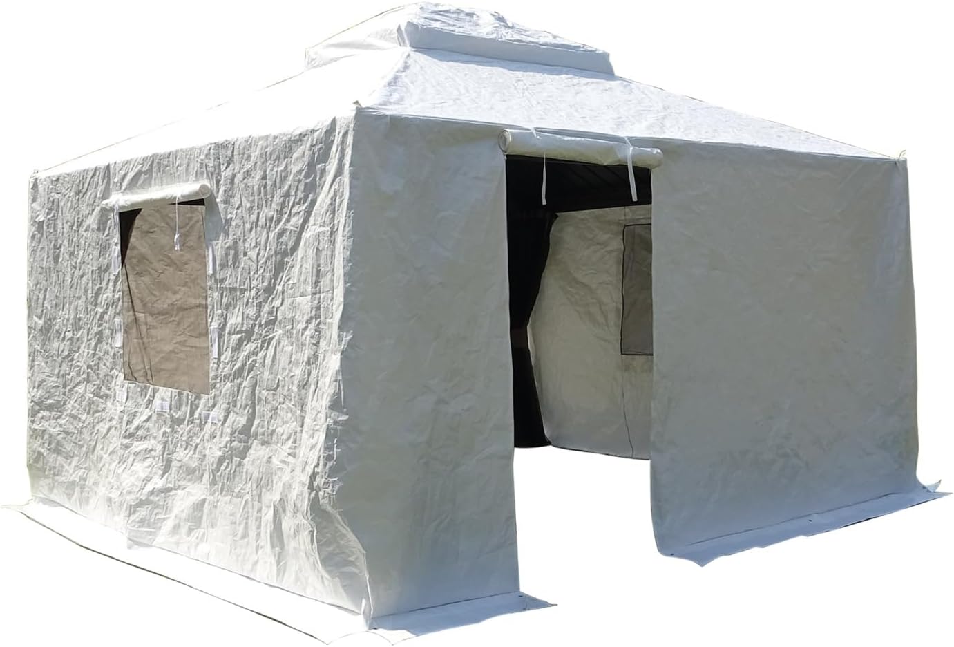 10'X12' Gazebo Cover for Hardtop Gazebos, Outdoor Universal Winter Gazebo Cover with Sidewalls and Mesh Windows, All Season Waterproof Enclosed Gazebo Cover, White