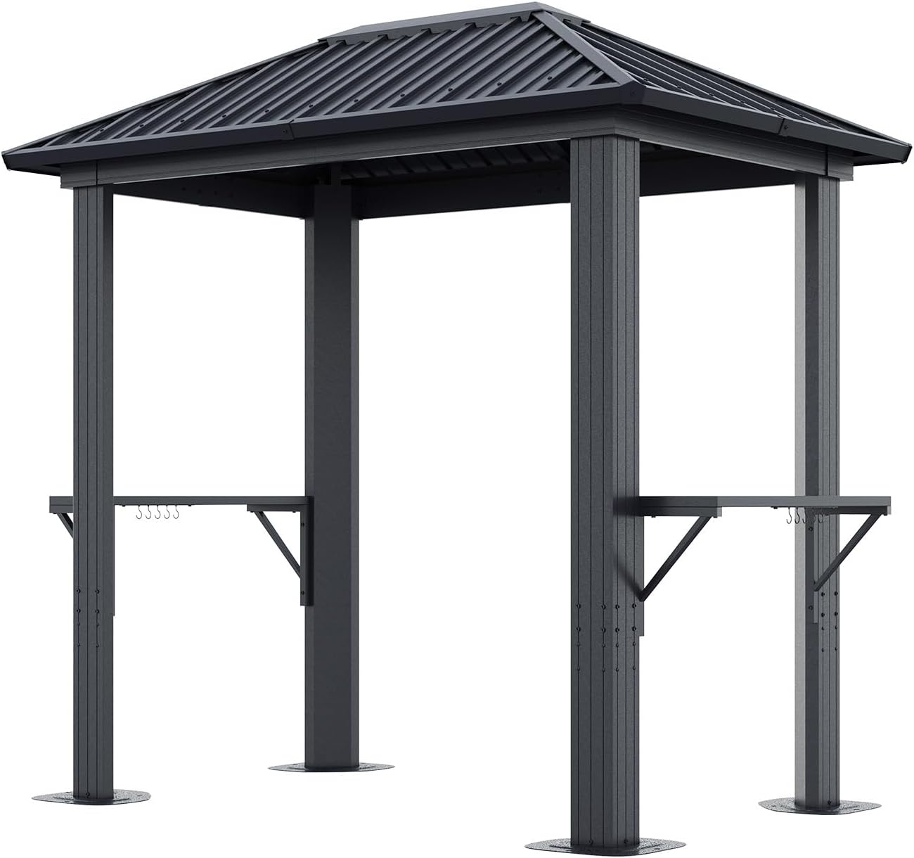 8' x 5' Single Roof BBQ Gazebo with Metal Roof – Sturdy Steel Frame, Outdoor Pavilion for Grilling and Outdoor Activities