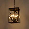 Outdoor Pendant Light 4 Lights Modern Outside Chandelier Outdoor Hanging Lantern Light with Clear Glass, Matte Black Exterior Pendant Lighting Fixture for Porch, Yard, Gazebo