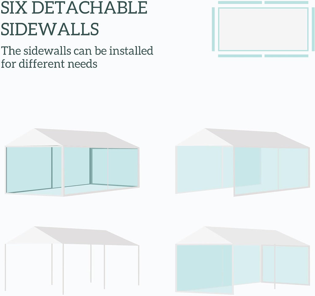 Outsunny 10' x 20' Party Tent, Outdoor Wedding Canopy & Gazebo with Removable Sidewalls, Shade Shelter for Events, BBQs, White
