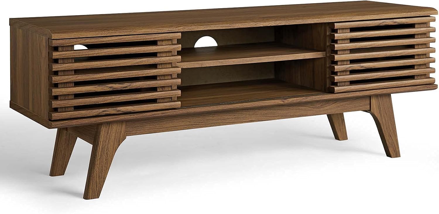 Modway Render 46' Mid-Century Modern Low Profile Media Console TV Stand, 46 Inch, Walnut