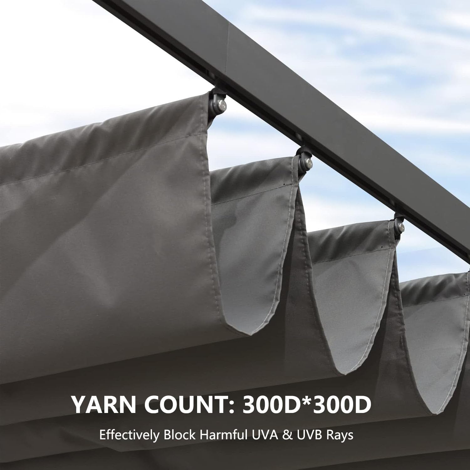 Pergola Shade Cover Replacement Canopy Top Compatible with 10 X 10 ft 6-Bar Pergola Frames - Gray (Canopy Size 116' W x 95' L, Canopy Top Only)