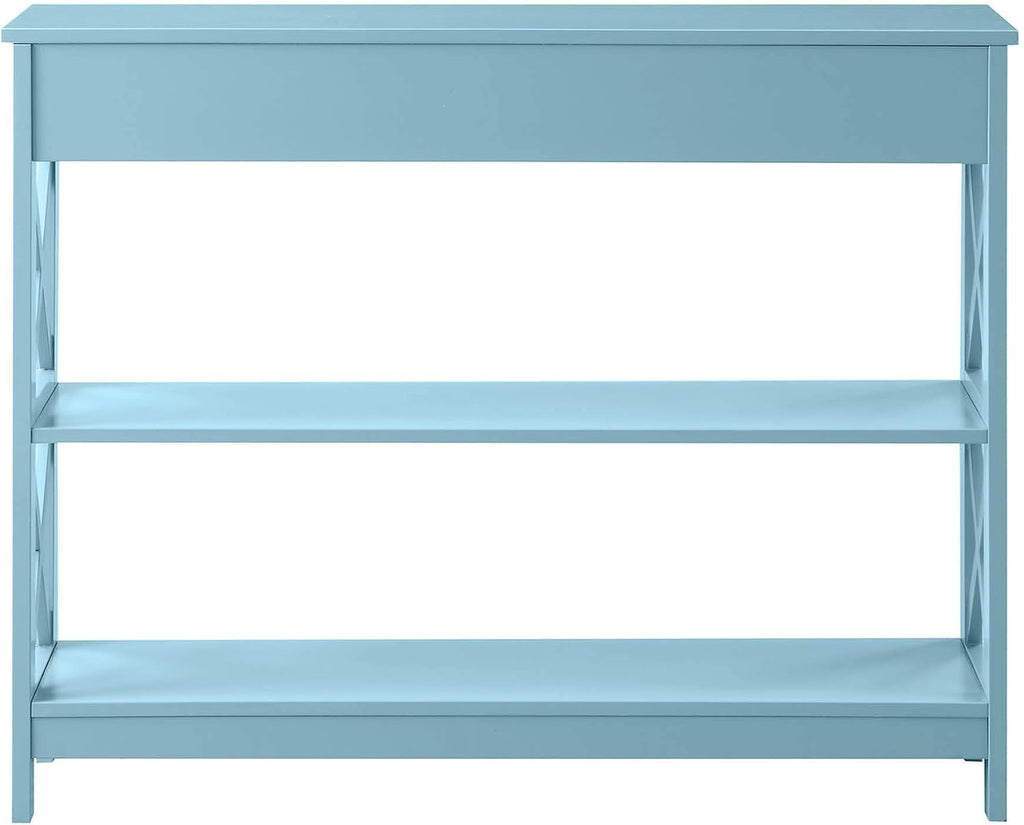 Convenience Concepts Oxford 1-Drawer Console Table 39.5' - Farmhouse Sofa Display with Storage Shelf For Living, Family, & Dining Room, Modern Entryway Hall Table for Kitchen, Bedroom, Sea Foam Blue
