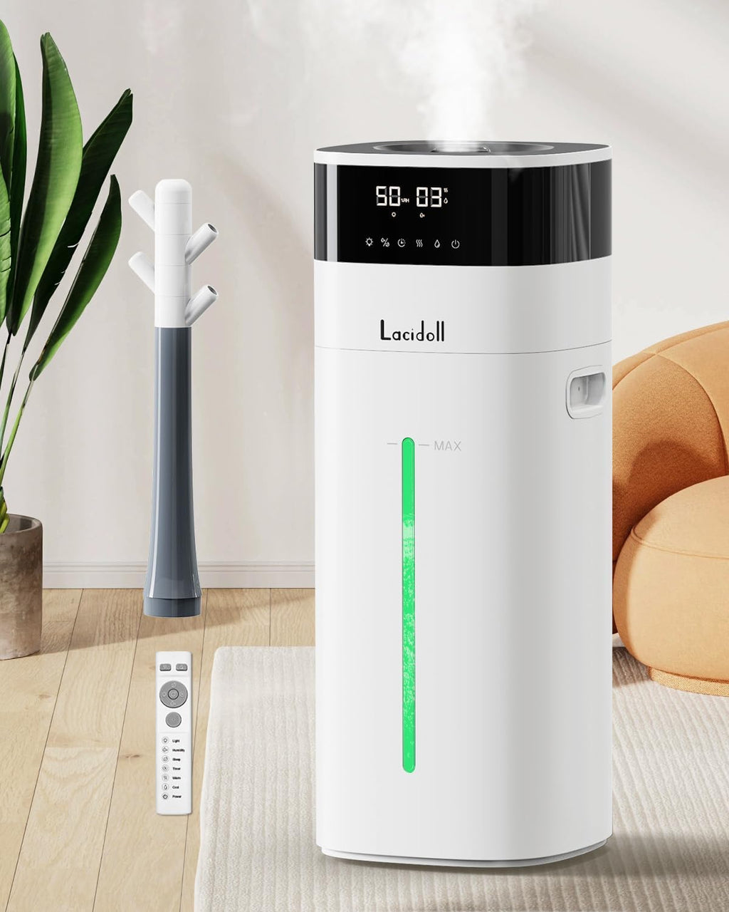 LACIDOLL Cool and Warm Mist Humidifier Large Room, 5.3Gal/20L Humidifiers for Home 2500 sq ft, Air Humidifiers for Bedroom with Diffuser&Extended Tube, Whole House Humidifiers for Nursery Baby Plants