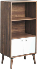 Modway EEI-6230-WAL-WHI Transmit Display Cabinet Bookshelf, Walnut White