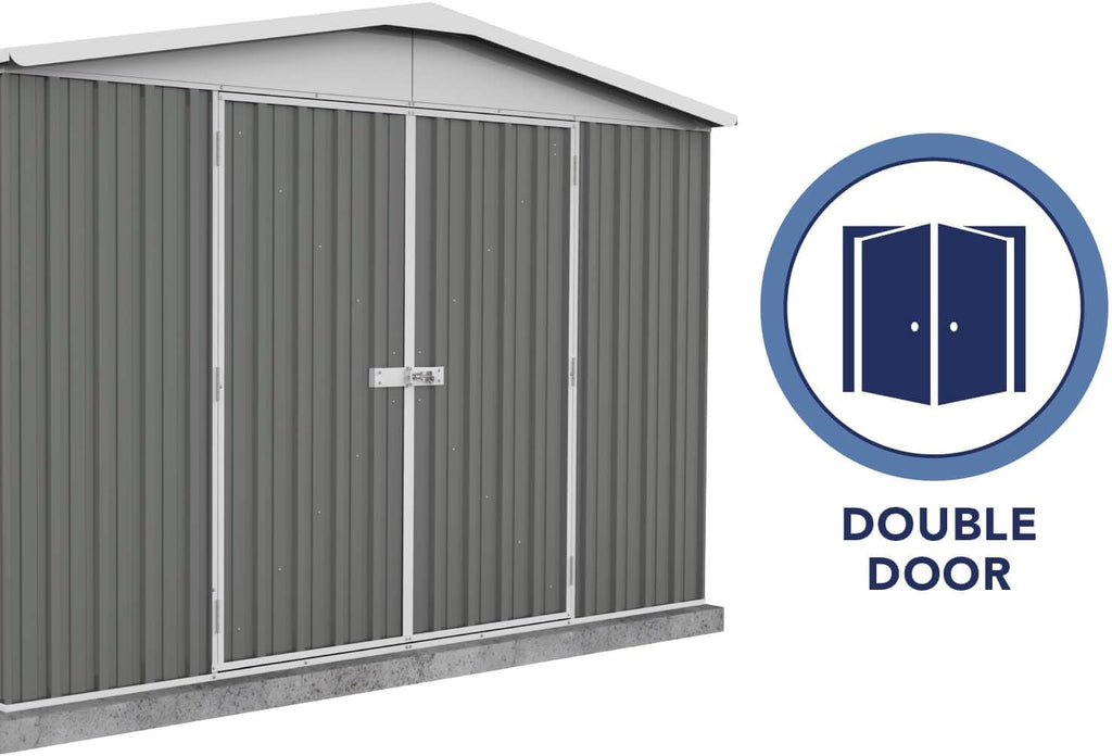 Absco Regent 10 Ft. x 12 Ft. Metal Storage Shed DIY Galvanized Steel Sheds for Tools, Bikes, Lawn & Garden Equipment, Outdoor Patio Furniture, Perfect in Backyard, Garden (Woodland Gray)