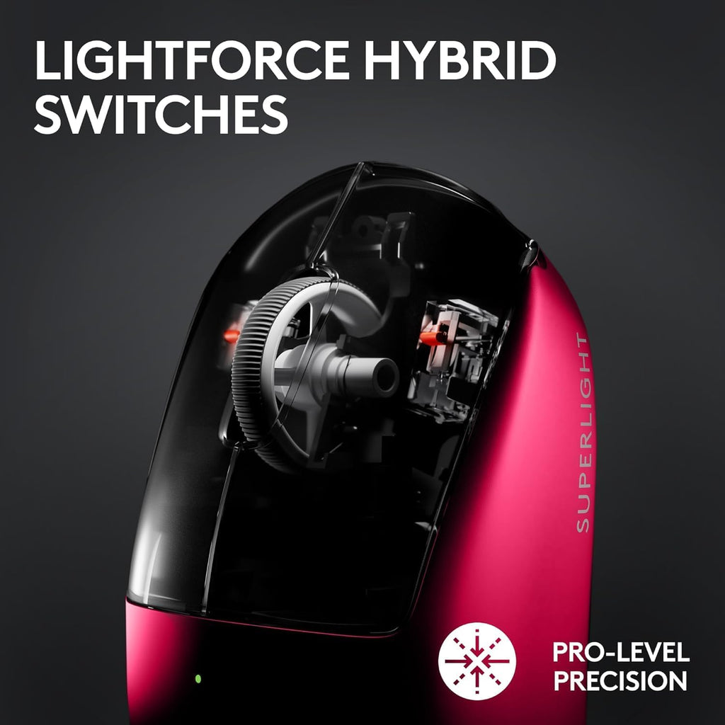 Logitech G PRO X Superlight 2 Lightspeed Wireless Gaming Mouse, Lightweight, LIGHTFORCE Hybrid Switches, Hero 2 Sensor, 32,000 DPI, 5 Programmable Buttons, USB-C Charging, PC & Mac - Magenta (Renewed)