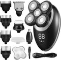 Head Shavers for Bald Men, Electric Shaver For Men Beard Hair Trimmer Electric Razor 5D Floating Five Blade Heads Electric Nose Hair Trimmer LCD Display (Color : Silver Package A)