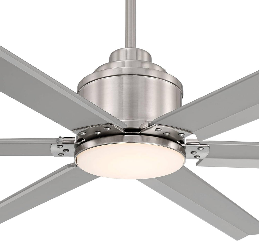 Casa Vieja 65' Ultra Breeze Modern Industrial Outdoor Ceiling Fan with Dimmable LED Light Remote Control Brushed Nickel Silver Wet Rated for Patio Exterior House Home Porch Gazebo Garage