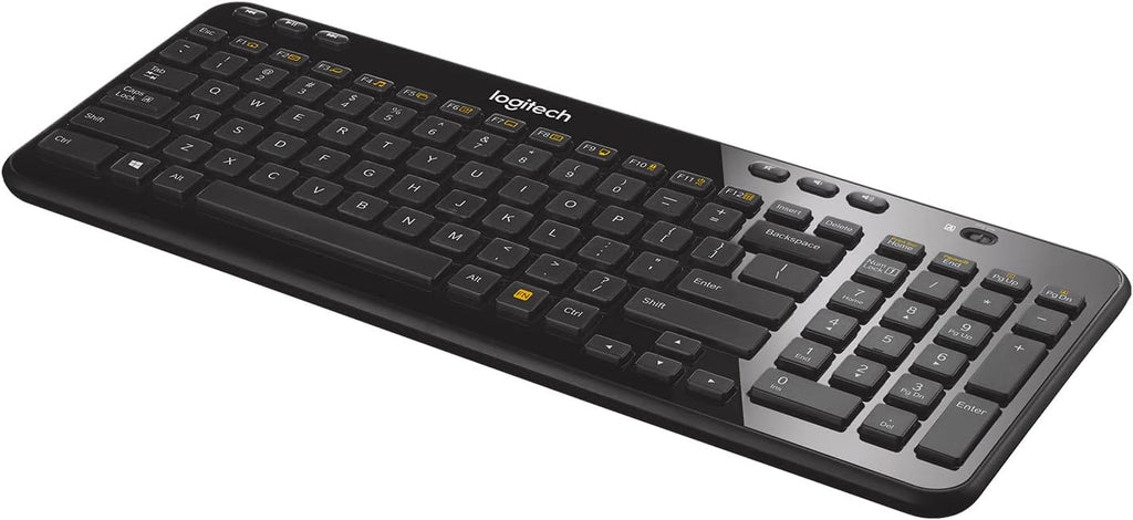 Logitech K360 Wireless USB Desktop Keyboard — Compact Full Keyboard, 3-Year Battery Life (Glossy Black)